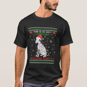 Dalmatian Ugly Christmas Pajama Funny Lights Santa T-Shirt