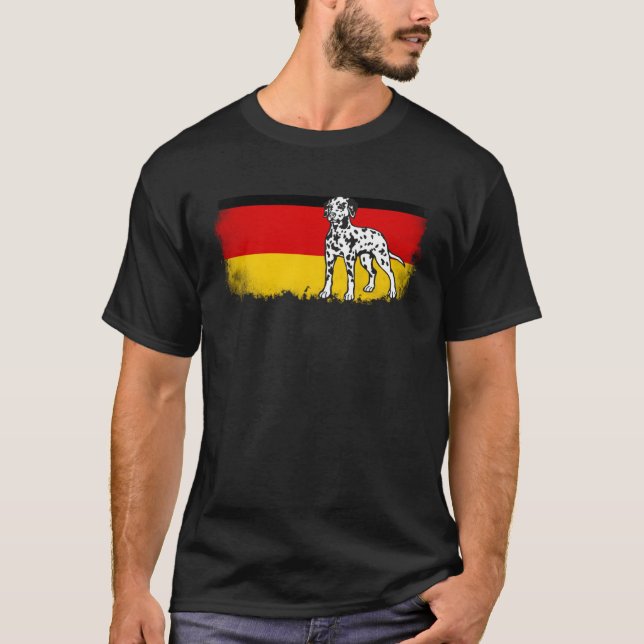 Dalmatian vintage German Germany flag dog T-Shirt (Front)