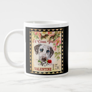 Dalmatian Vintage Valentine Dog With Rose Large Coffee Mug