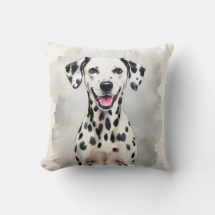 Dalmatian Watercolor Ink Blot Art Throw Pillow
