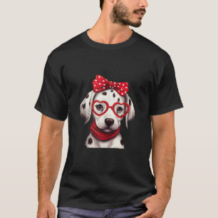 Dalmatian Wearing Red Glasses And Headband Bandana T-Shirt