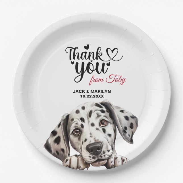 Dalmatian Wedding Thank You Paper Plate (Front)