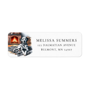 Dalmatian Winter Fireplace Return Address Label