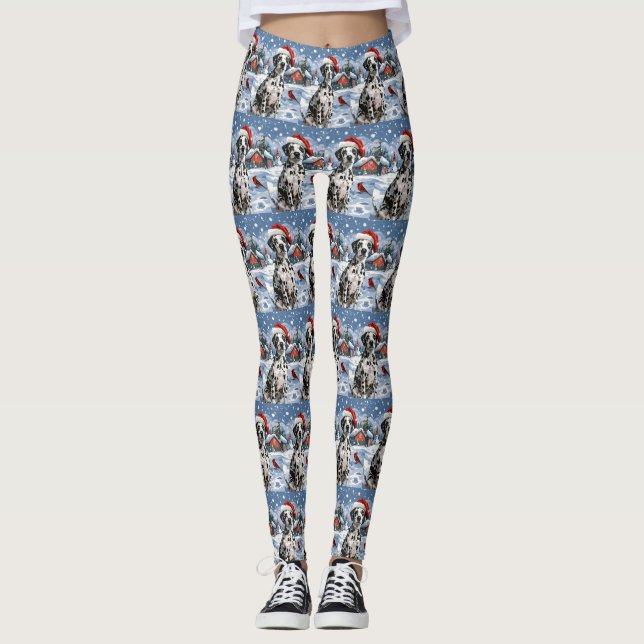 Dalmatian Winter Wonderland Christmas Joy Leggings (Front)