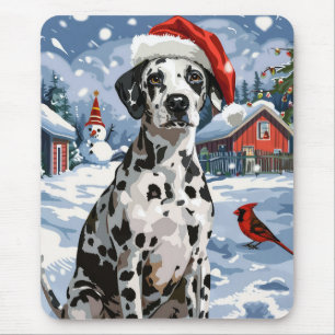 Dalmatian Winter Wonderland Christmas Joy Mouse Pad