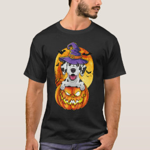 Dalmatian Witch Pumpkin Halloween Dog T-Shirt