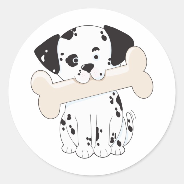 Dalmatian with Bone Classic Round Sticker (Front)