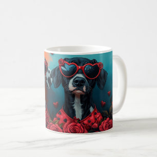 Dalmatian With Heart Roses Valentine's Day  Coffee Mug
