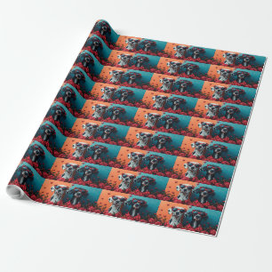 Dalmatian With Heart Roses Valentine's Day  Wrapping Paper