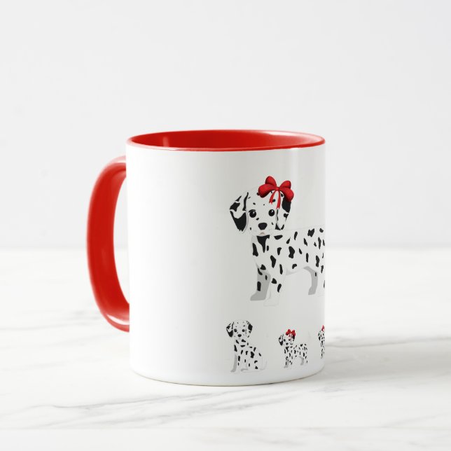 Dalmatian with puppies combo mug two toned. (Front Left)