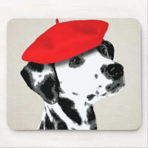 Dalmatian With Red Beret Mouse Pad