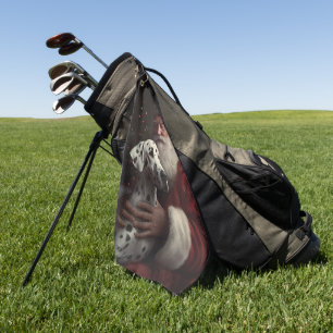 Dalmatian With Santa Claus Festive Christmas Golf Towel