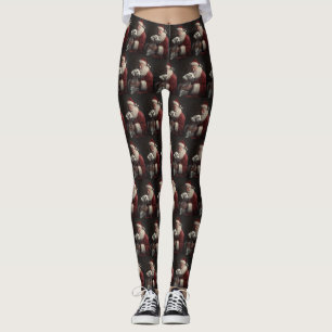 Dalmatian With Santa Claus Festive Christmas Leggings