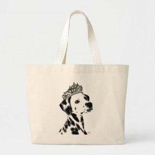 Dalmatian with Tiara 2 Large Tote Bag
