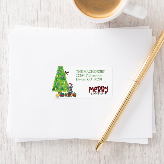 Dalmatian Wrapped in Holiday Lights Return Address Label (Insitu)