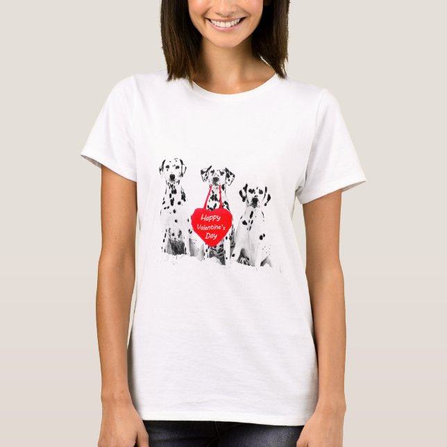 Dalmatians Dog Heart Happy Valentine's Day T-Shirt (Front)