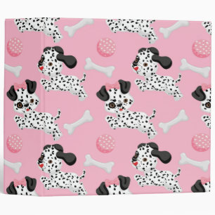 Dalmatians Puppies Black Spots Pink Toy Ball White Binder