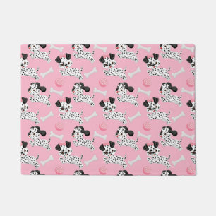 Dalmatians Puppies Black Spots Pink Toy Ball White Doormat