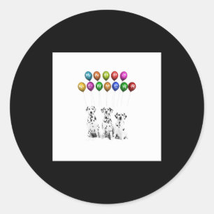 Dalmatians Wishing Happy New Year 2016 _1  Classic Round Sticker