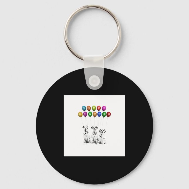 Dalmatians Wishing Happy New Year 2016 _1  Keychain (Front)