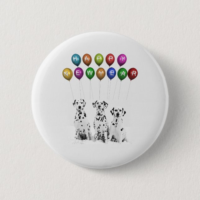 Dalmatians Wishing Happy New Year 2016 2 Inch Round Button (Front)