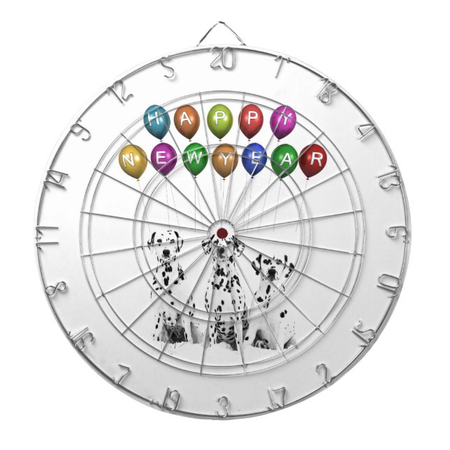 Dalmatians Wishing Happy New Year 2016 Dartboard (Front)