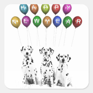 Dalmatians Wishing Happy New Year 2016 Square Sticker