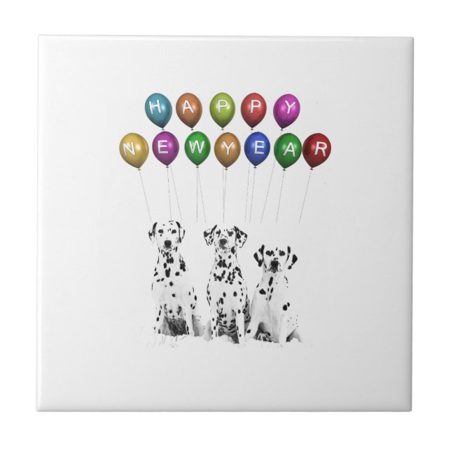 Dalmatians Wishing Happy New Year 2016 Tile (Front)