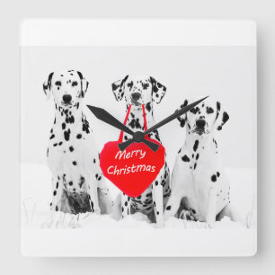 Dalmatians Wishing Merry Christmas wall clock