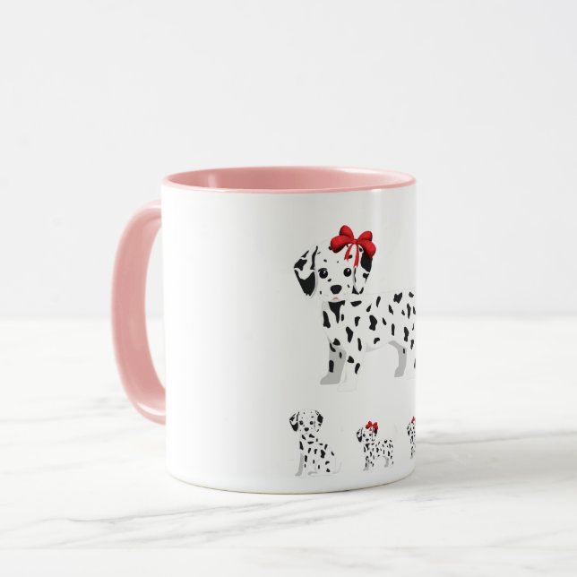 Dalmatien avec chiots combo mug deux tonalités. (Devant gauche)