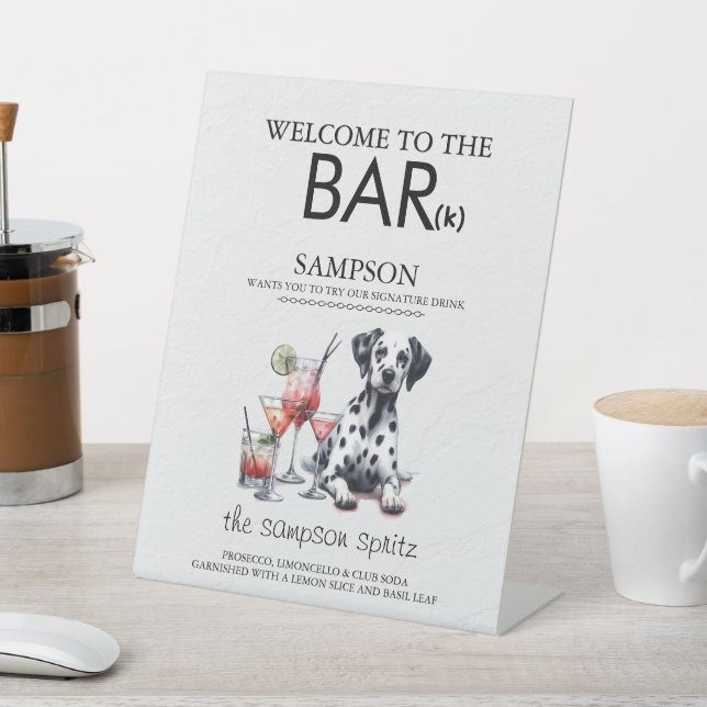 Dalmation Bar Pedestal Sign (In SItu)