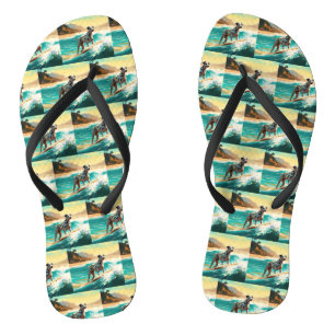 Dalmation Beach Surfing Painting Flip Flops