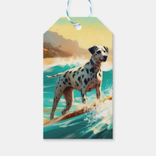 Dalmation Beach Surfing Painting Gift Tags