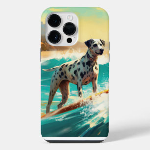 Dalmation Beach Surfing Painting iPhone 14 Pro Max Case