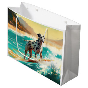 Dalmation Beach Surfing Painting Large Gift Bag