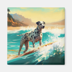Dalmation Beach Surfing Painting Magnet