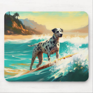 Dalmation Beach Surfing Painting  Mouse Pad