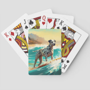 Dalmation Beach Surfing Painting  Playing Cards
