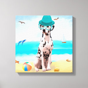 Dalmation Dog on Beach Canvas Print