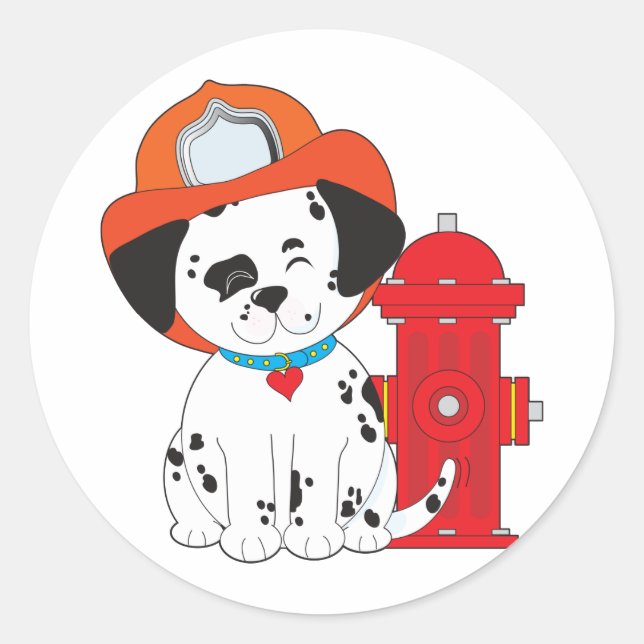 Dalmation Fire Dog Classic Round Sticker (Front)