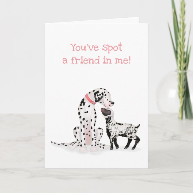 Dalmation & lamb 'You've spot a friend in me' card (Front)
