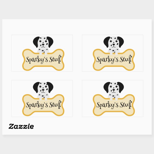 Dalmation Personnalisable Avec Sticker À Os De Chi (Feuille)