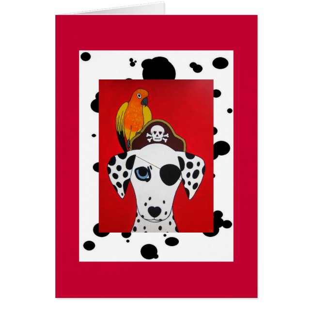 Dalmation Pirate Dog and Parrot Card (Front)