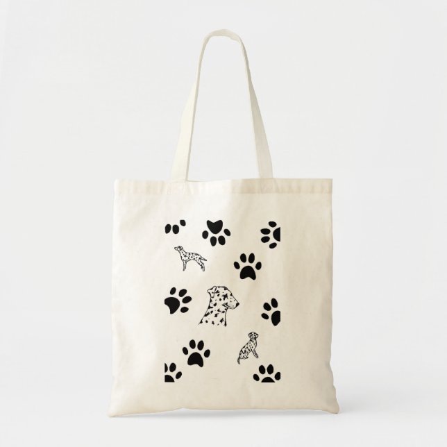 Dalmation puppies paws tote bag (Front)