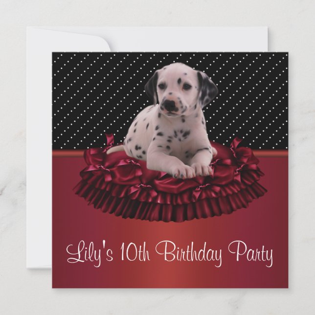 Dalmation Puppy Girls10th Birthday Party Invitation (Front)