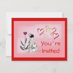 Dalmation Rose & Hearts-Invitation Invitation
