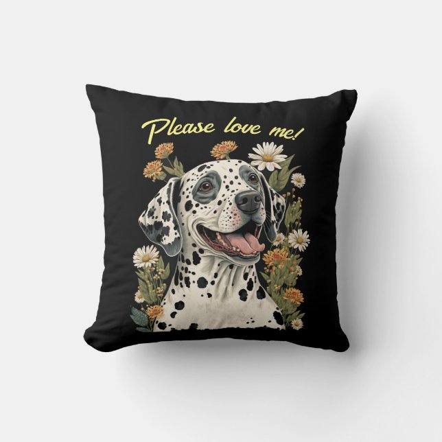 Dalmation Throw Pillow & Customizable Text (Front)
