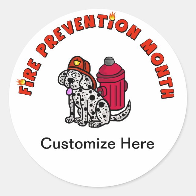Dalmation with Helmet & Hydrant Stickers (Front)