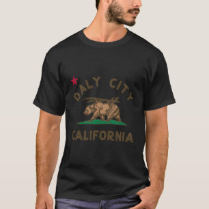 Daly City California Beach Flag Bear Surf Ca T-Shirt