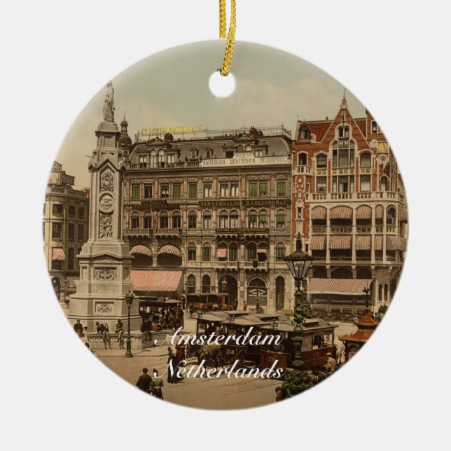 Dam Square, Amsterdam, Netherlands Ceramic Ornament (Front)